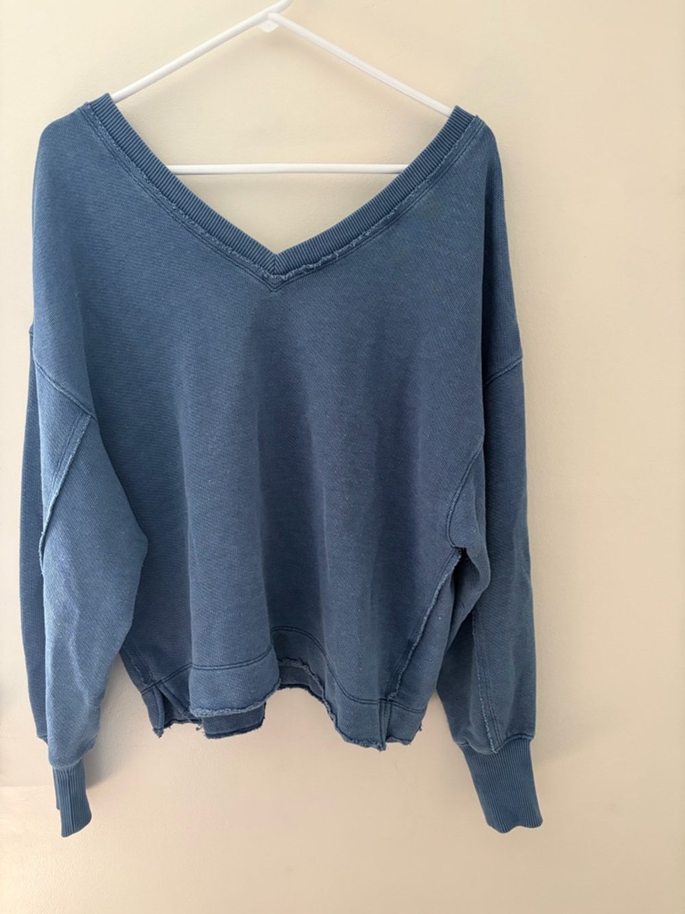 American Eagle Outfitters Washed Blue V-Neck Pullover Sweater